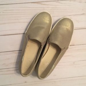 Gold shimmer slip on Keds